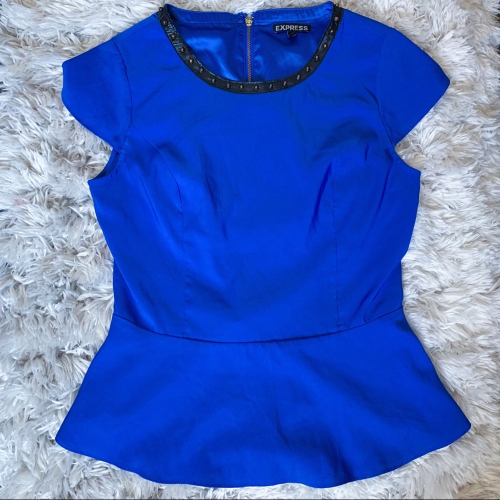 Express Blue Blouse with Zipper Back - Size: SP